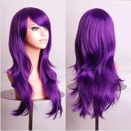 70cm  Long Curly Wig for Cosplay and Costume Parties, Full and Wavy Anime-Style Hair