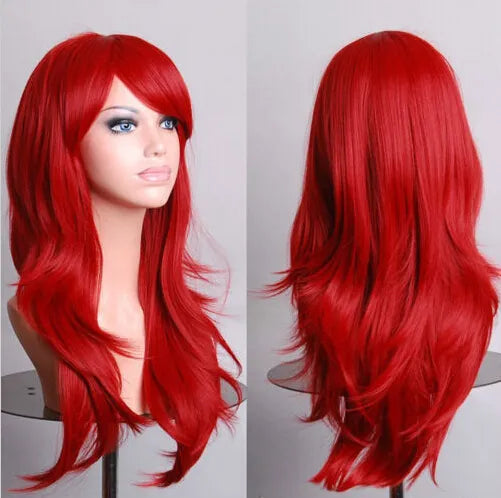 70cm  Long Curly Wig for Cosplay and Costume Parties, Full and Wavy Anime-Style Hair