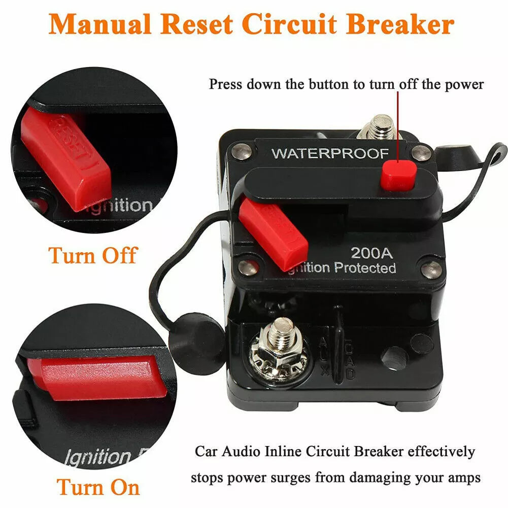 300A Marine-Grade Circuit Breaker | Manual Reset Switch for RV, Boat, Truck, Audio