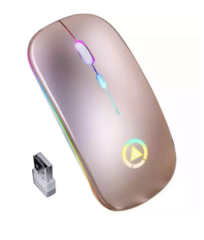 2.4GHz USB Rechargeable Wireless Optical Mouse with RGB Lighting, Cordless Design for PC and Laptop