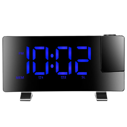 Rotatable Digital LED Projector Clock with Dual Alarms, FM Radio & USB Charging