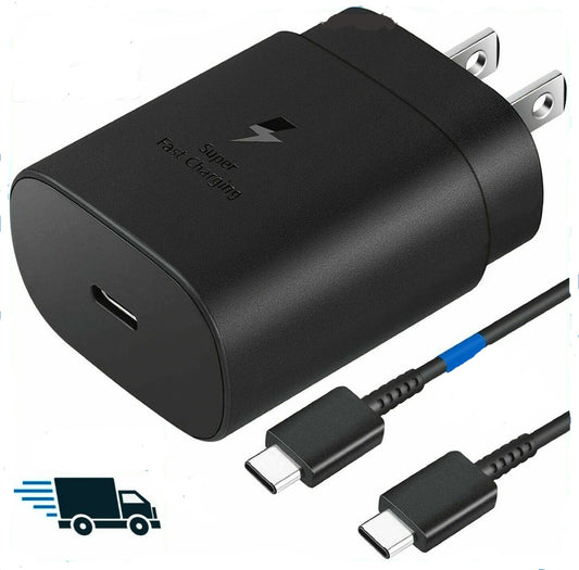 25W USB-C Super Fast Wall Charger 6FT Cable For Samsung Galaxy S20 S21 S22 S23