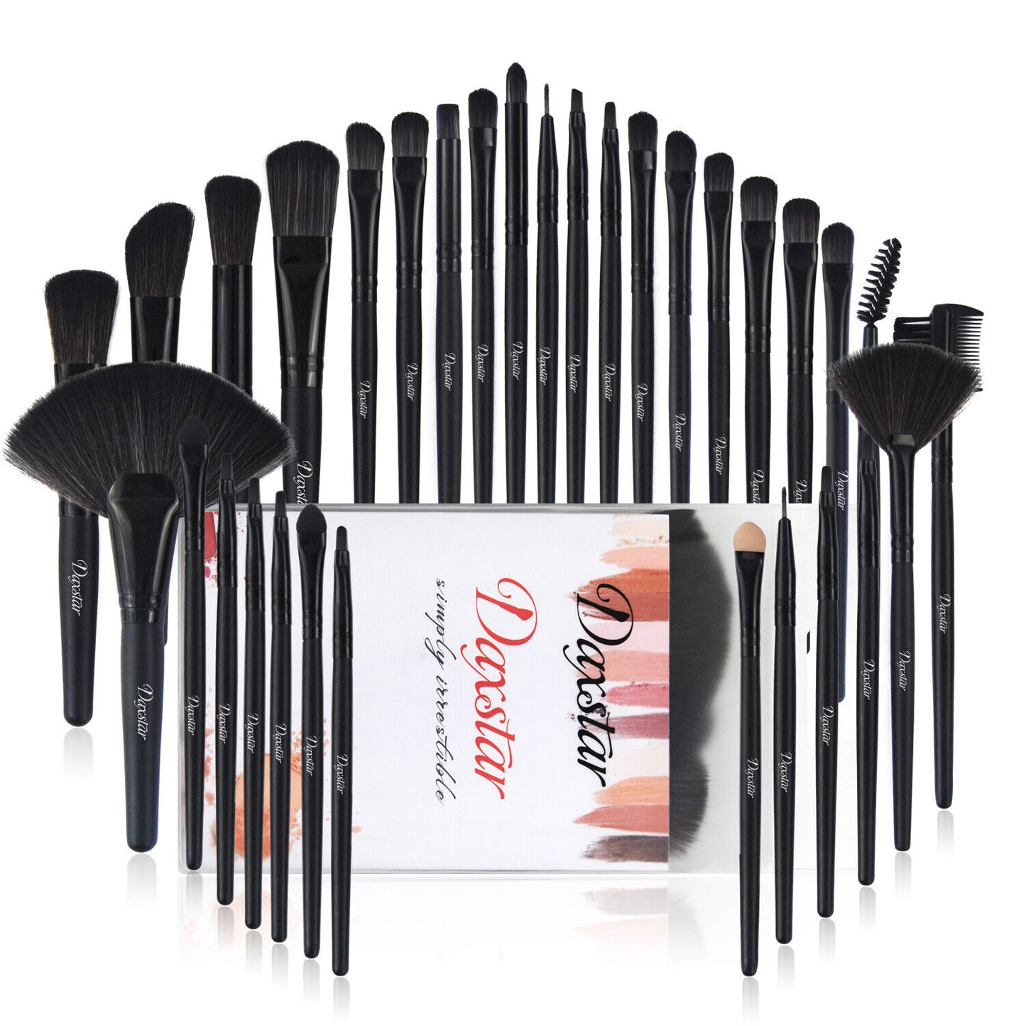 32-Piece Professional Makeup Brush Set with Leather Case – Soft Natural Hair Brushes for Eyes, Face & Lips – Perfect for Beginners & Makeup Artists