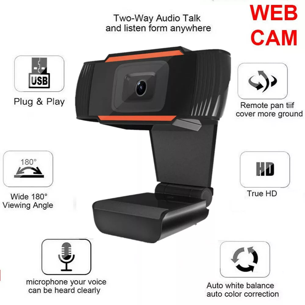 HD 720P USB Webcam with Microphone – Plug & Play Web Camera for Video Calls, Streaming, and Gaming
