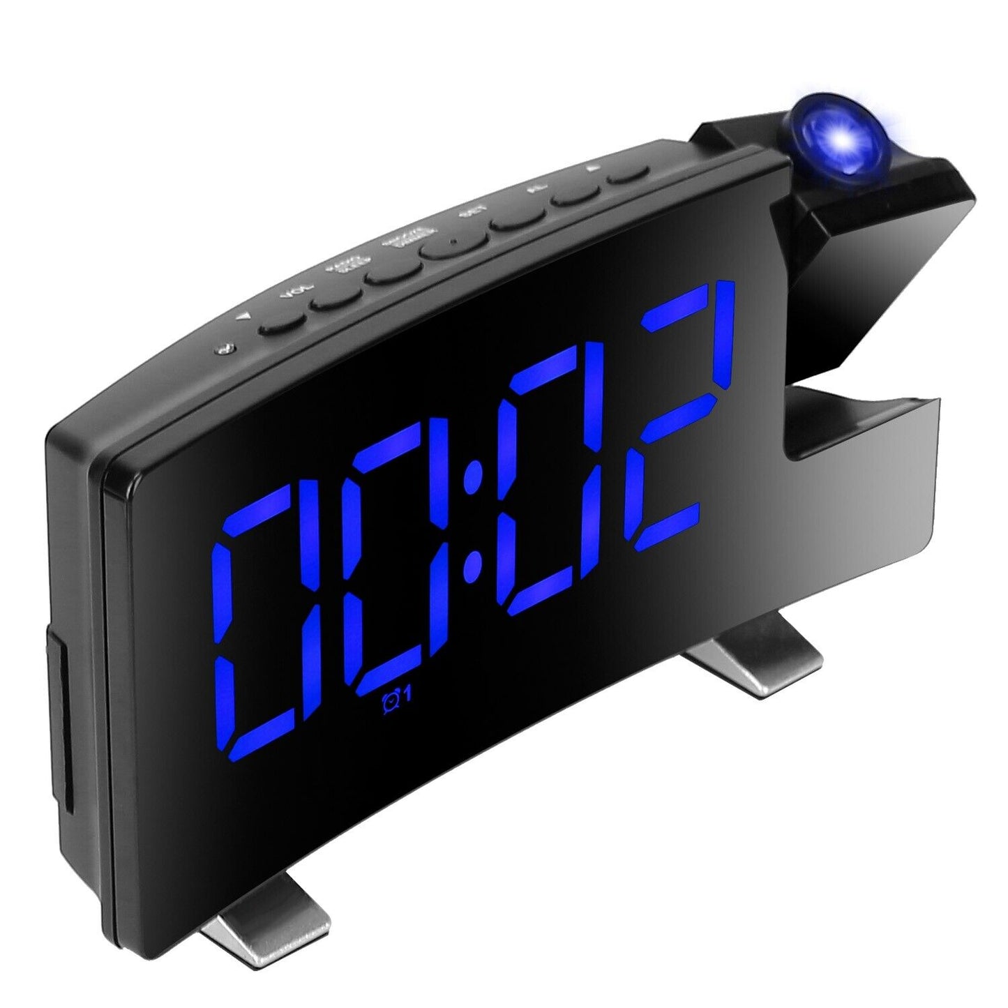 Rotatable Digital LED Projector Clock with Dual Alarms, FM Radio & USB Charging
