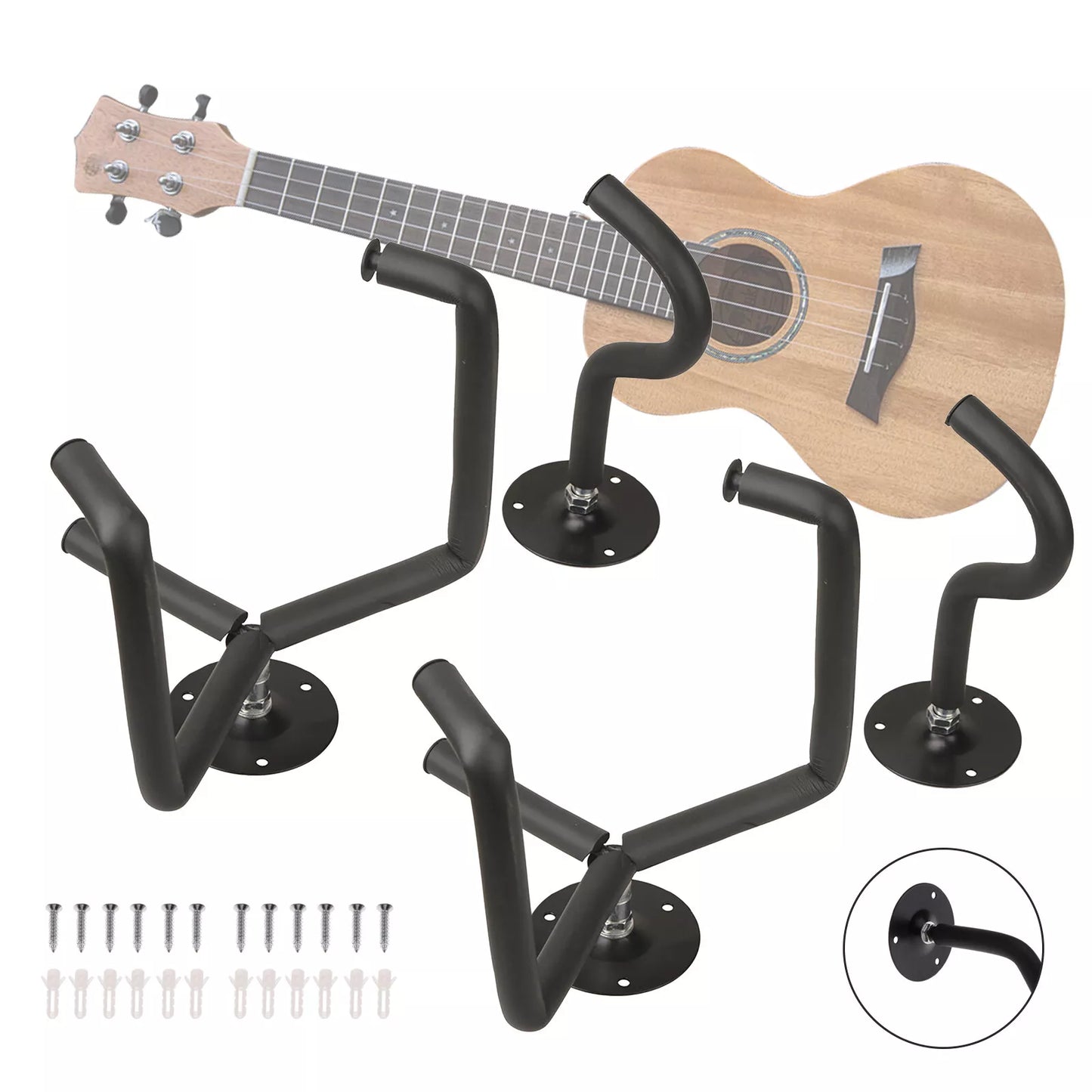 Horizontal Guitar Wall Mount Hanger – 2-Pack Display Holder for Electric, Acoustic, or Bass Guitars