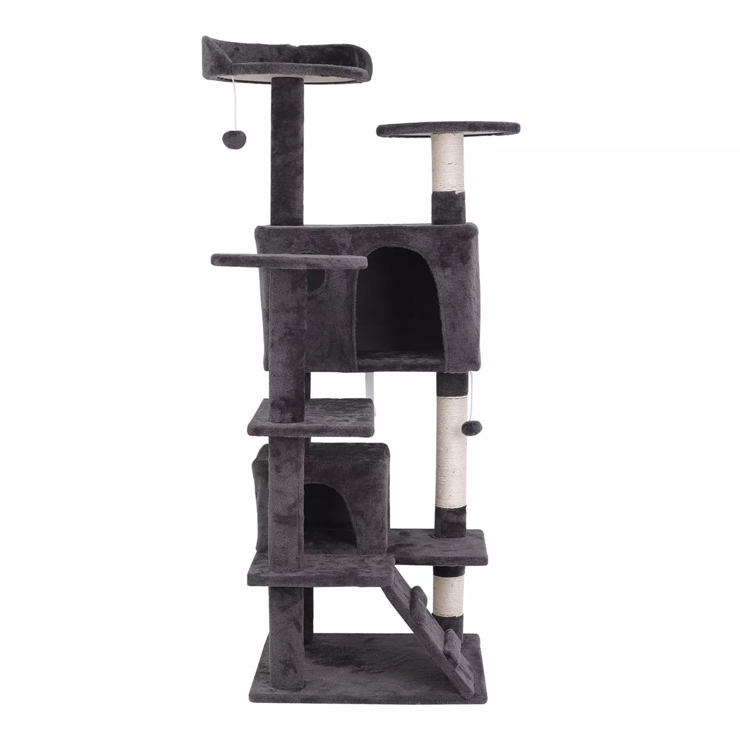55" Sturdy Cat Tree Tower: Large Activity Center & Condo for Play and Rest