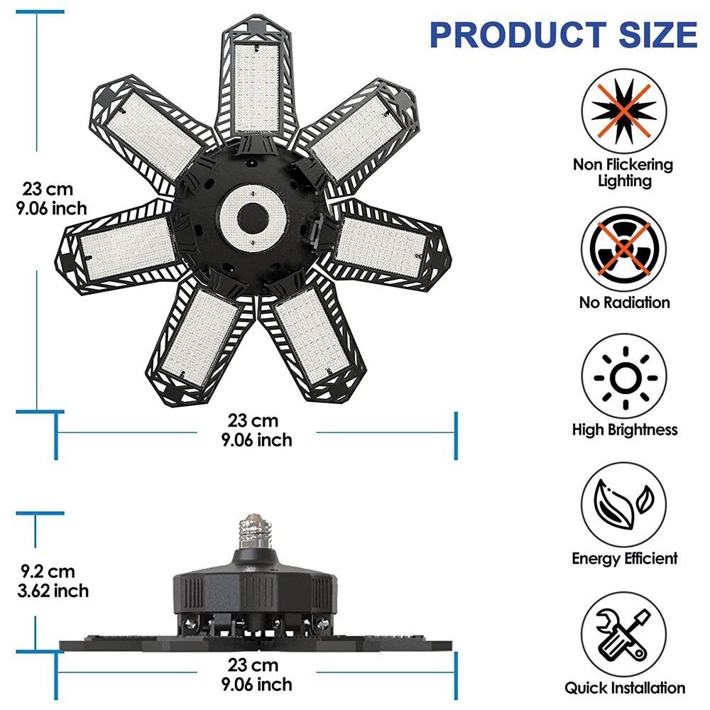 Bright 100W LED Garage Lights Deformable 100000lm Bulb