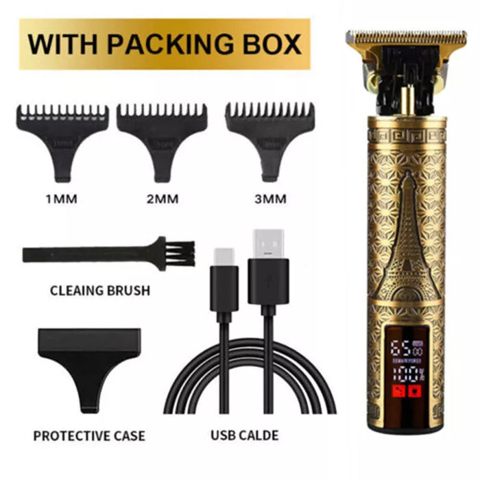 Professional Men's Beard & Hair Trimmer Kit: Cordless T-Blade Shaver & Barber