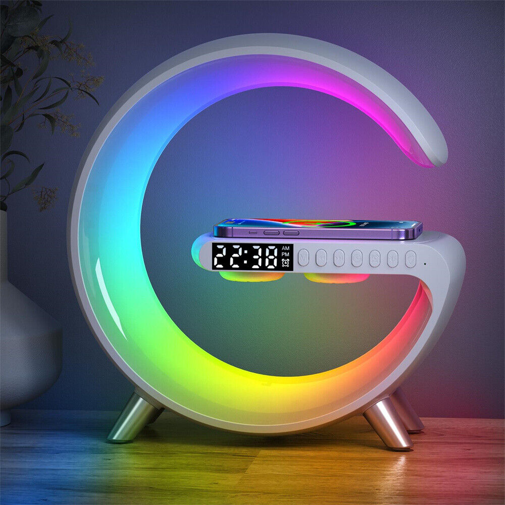 RGB Night Light Desk Lamp with Wireless Charger and Bluetooth Speaker