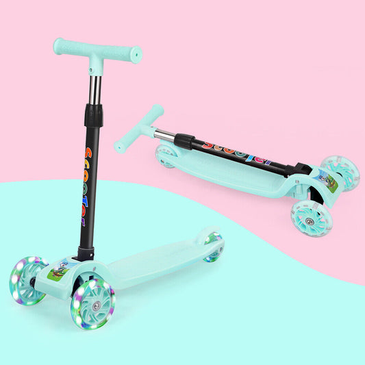 3-Wheel Kick Scooter for Kids and Toddlers: Adjustable Height with LED Light-Up Wheels