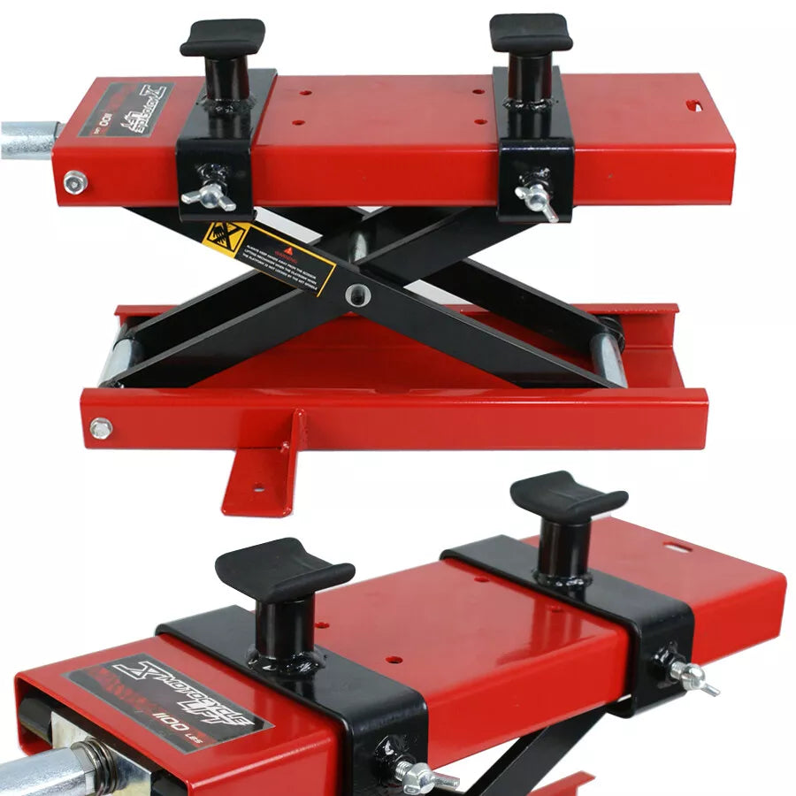 1100 Lb Motorcycle Lift Scissor Jack Stand - Crank Operated ATV and Dirt Bike Lift