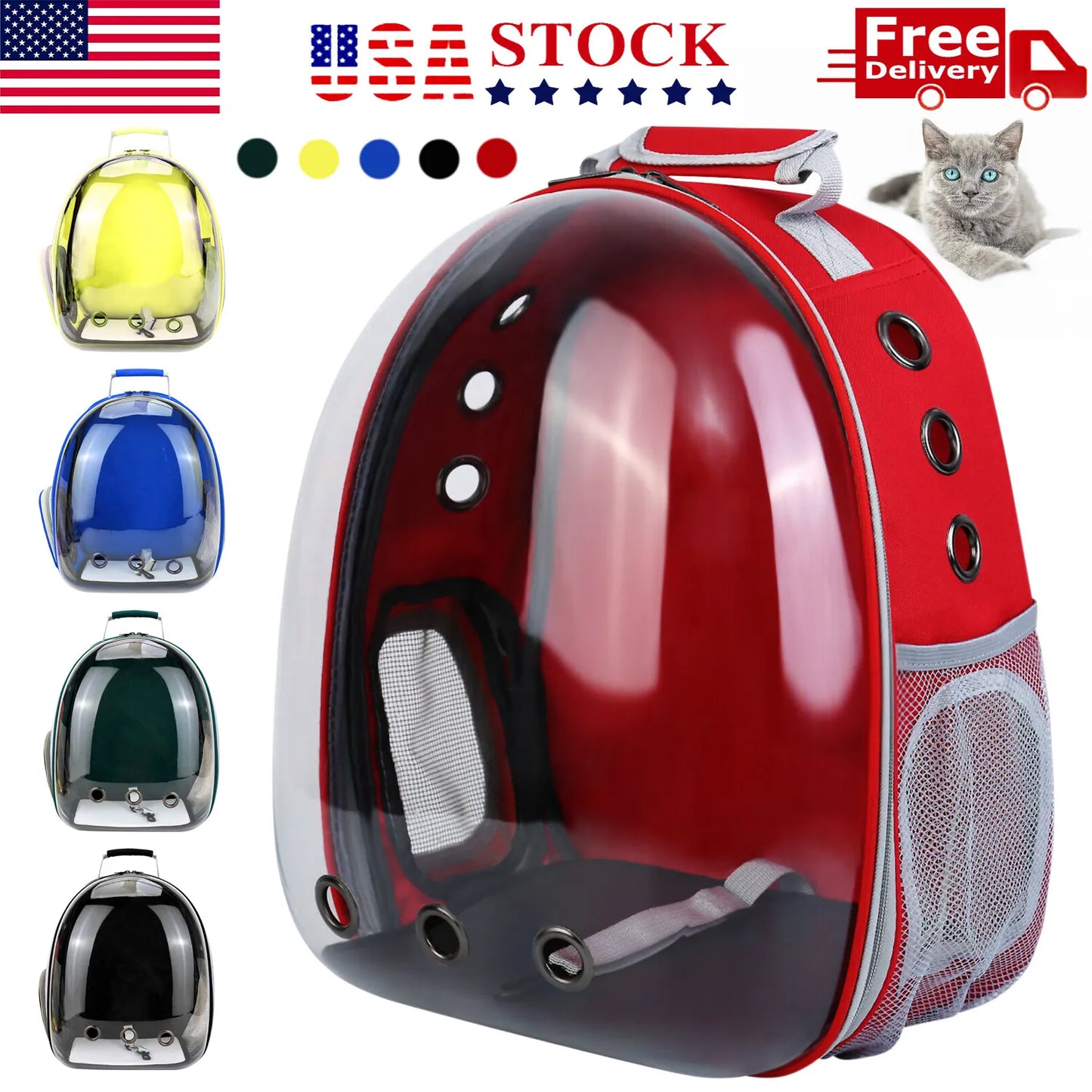 Pet Space Capsule Backpack: Transparent Travel Carrier for Dogs and Cats