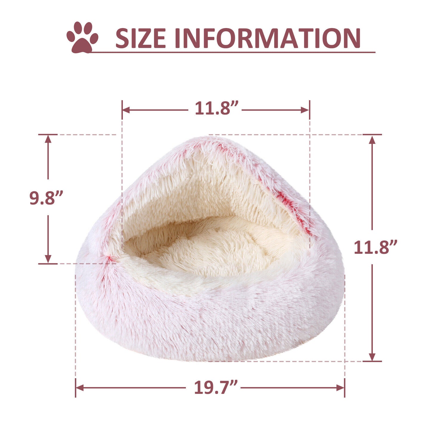 Soft Hooded Plush Pet Bed for Cats and Dogs