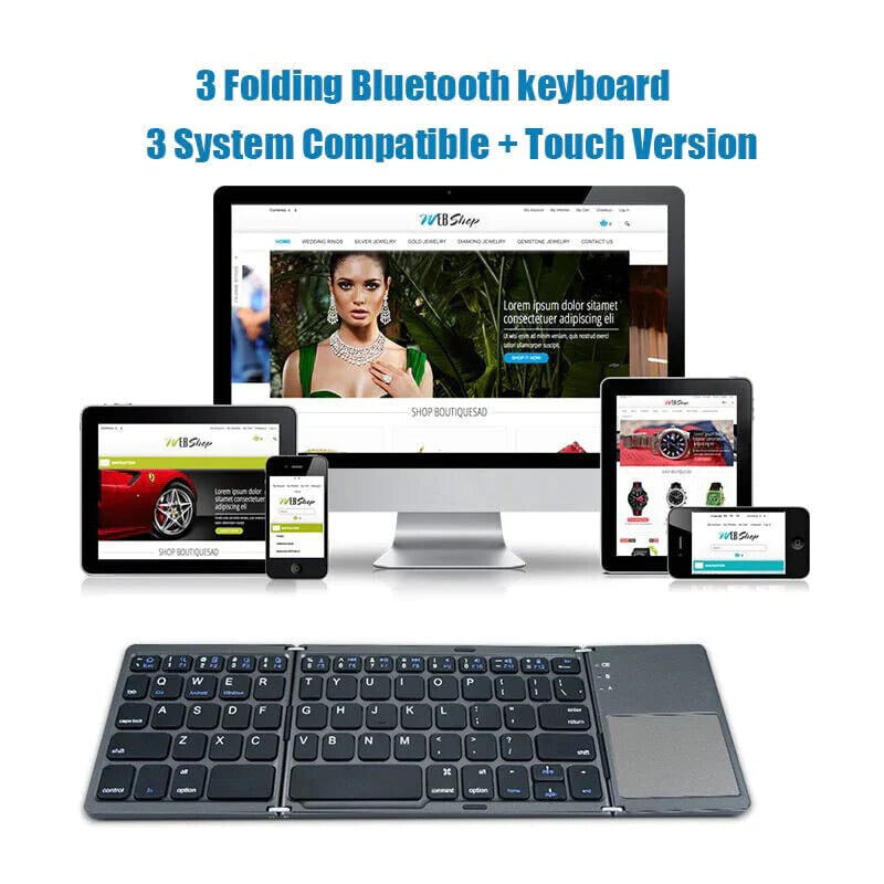 Foldable Bluetooth Keyboard with Touchpad – Portable Wireless Keyboard for Android, iOS & Windows Devices