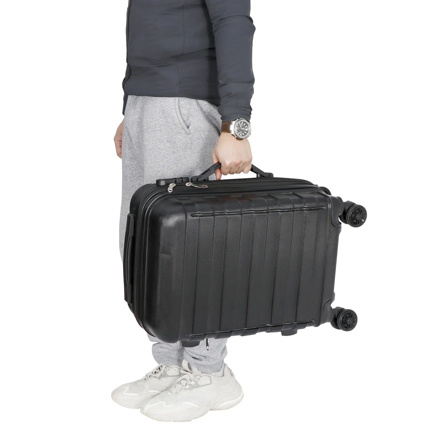 22" Black Hardside Carry-On Spinner Suitcase - Expandable Luggage with Wheels
