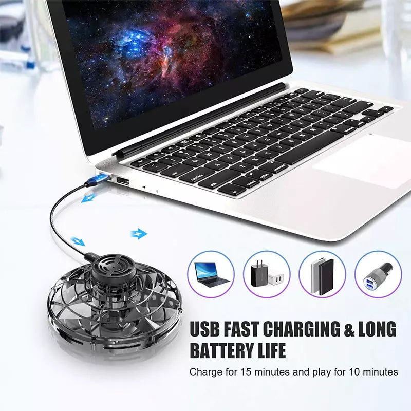 UFO Drone Fidget Spinner – LED Flying Ball Toy for Kids, Teens & Adults