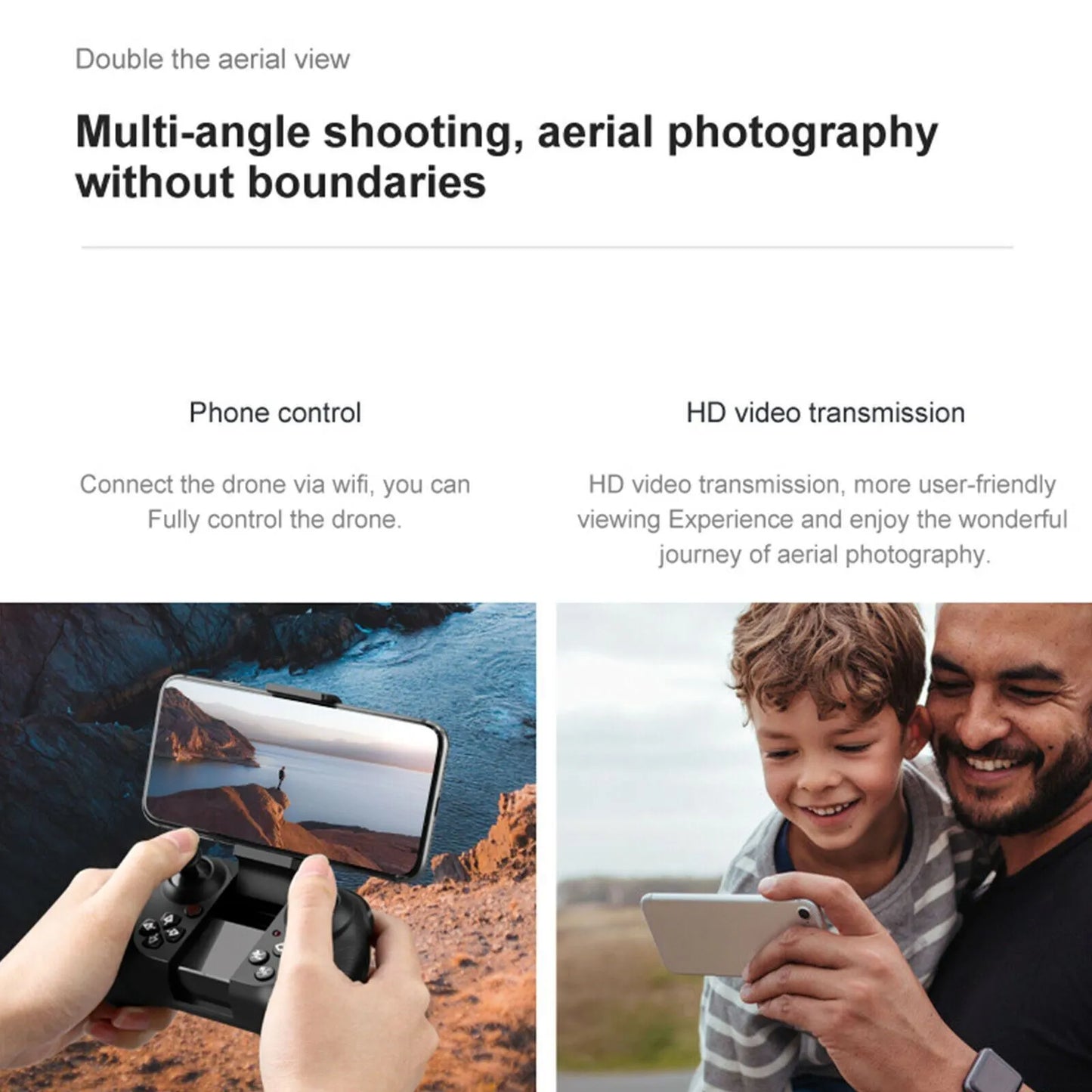 Drone 4k HD Wide Angle Camera WIFI FPV Drone Dual Camera Quadcopter