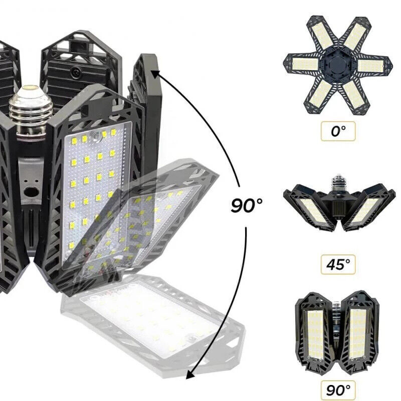 Bright 100W LED Garage Lights Deformable 100000lm Bulb