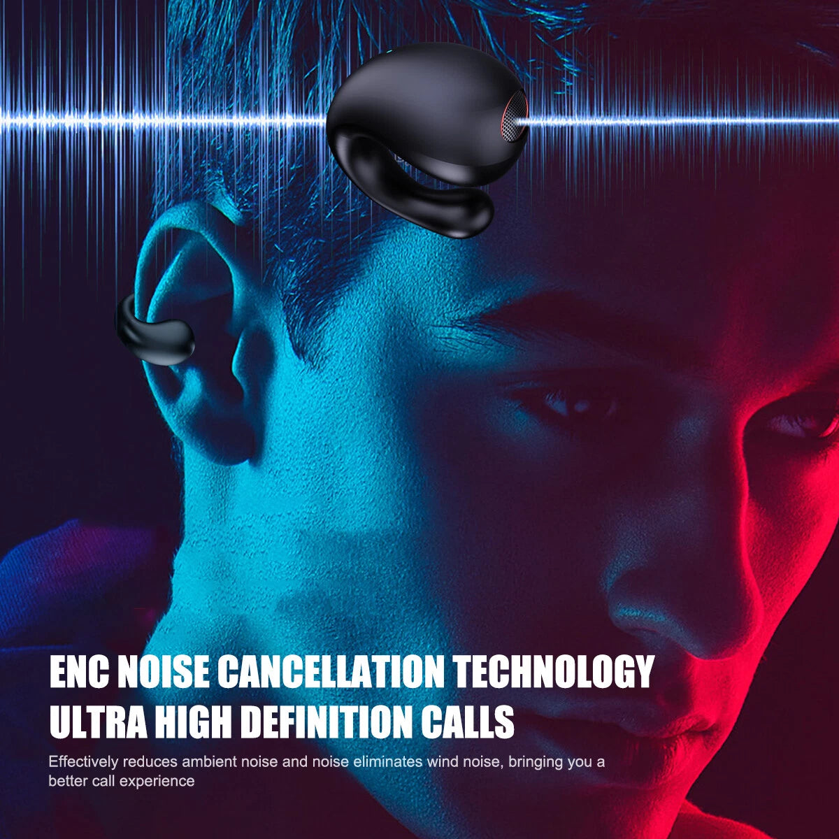 Bone Conduction Wireless Headphones – Bluetooth 5.3 Ear Clip Sport Earbuds