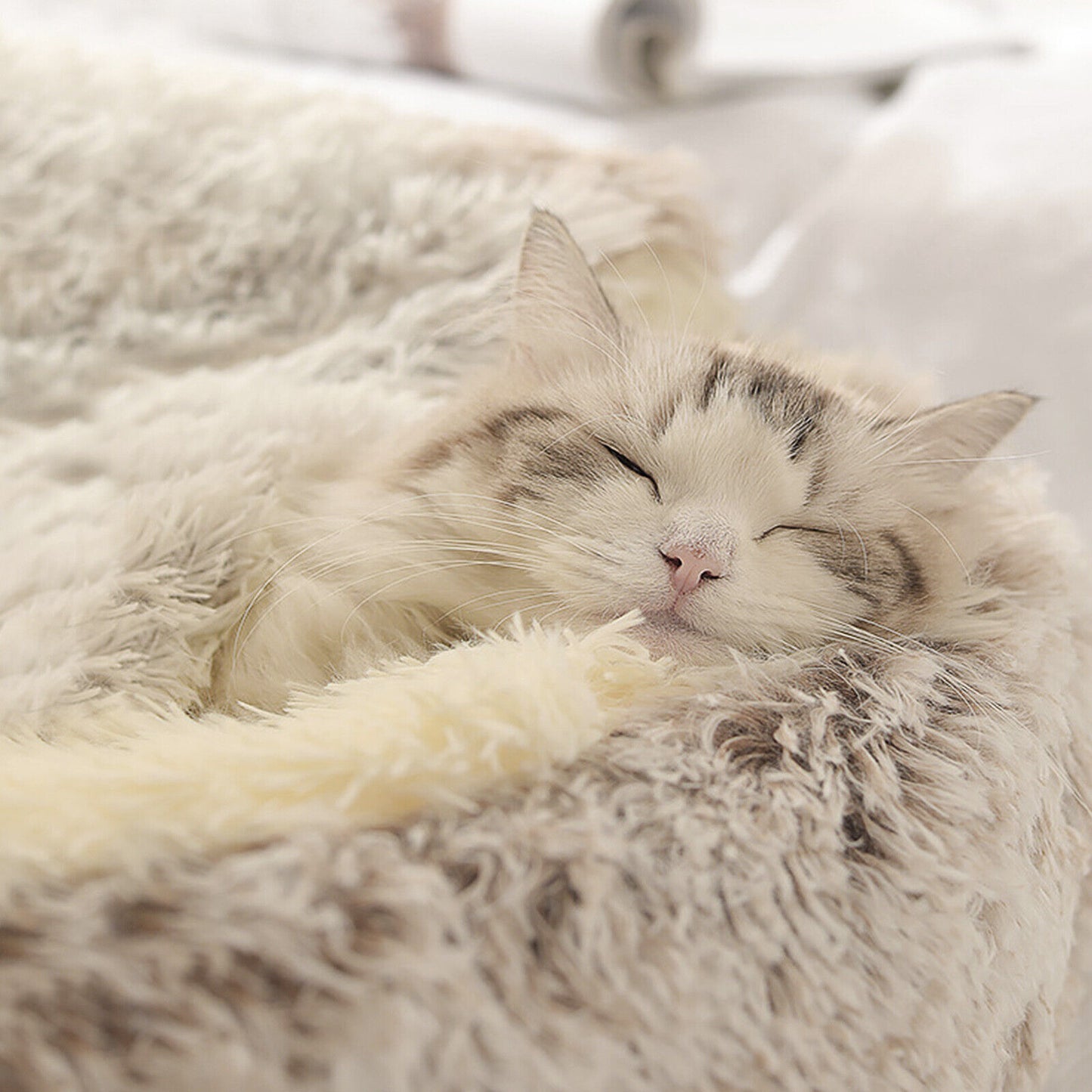 Soft Hooded Plush Pet Bed for Cats and Dogs