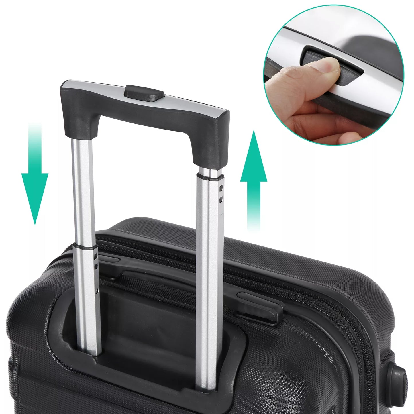 22" Black Hardside Carry-On Spinner Suitcase - Expandable Luggage with Wheels