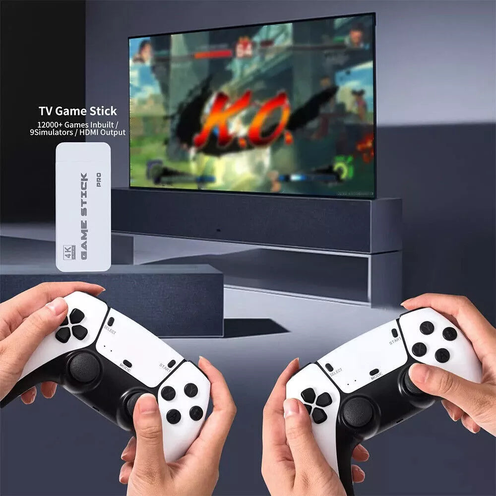 Retro Game Stick 4K – 20,000+ Classic Games, HDMI Plug & Play Console + 2 Wireless Controllers