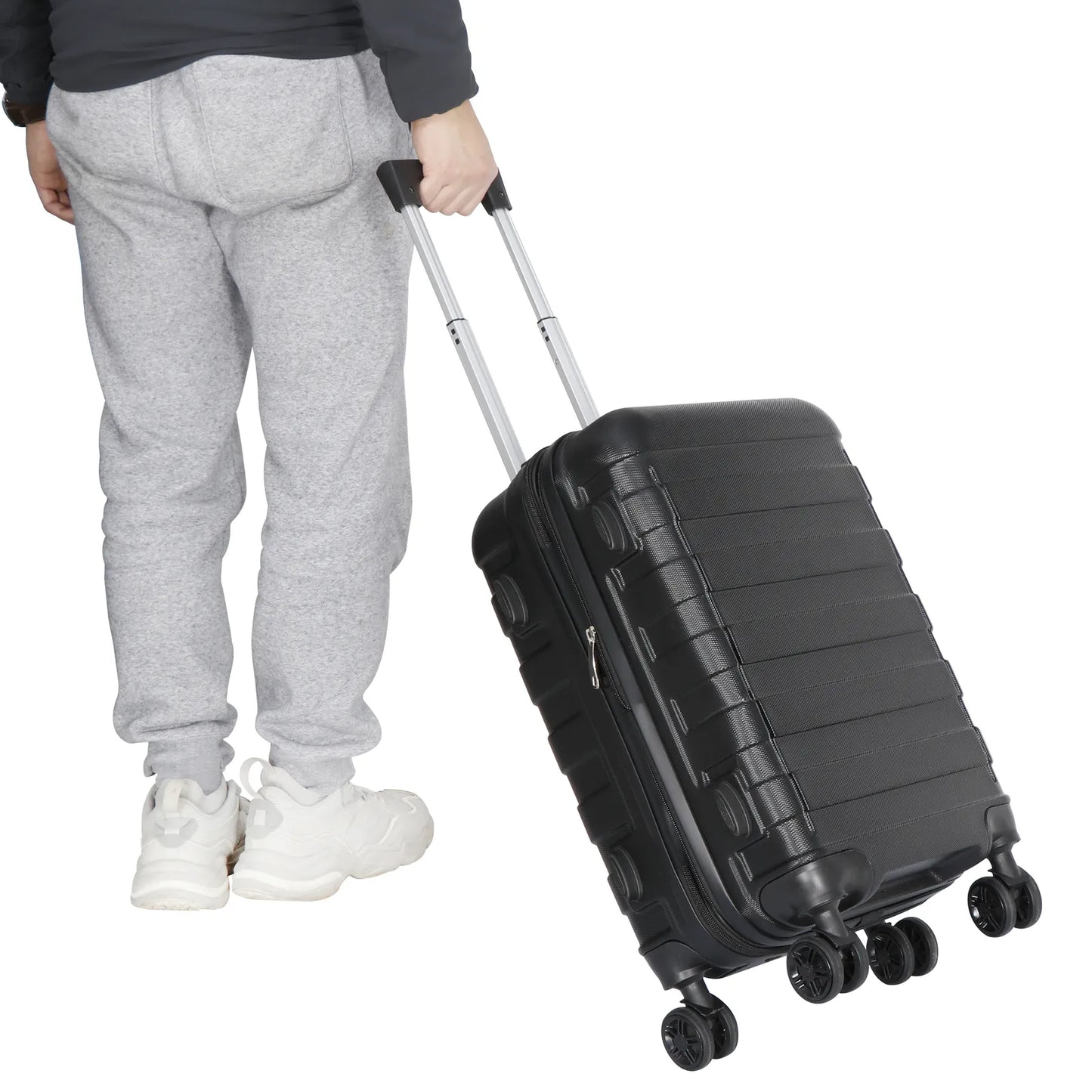 22" Black Hardside Carry-On Spinner Suitcase - Expandable Luggage with Wheels
