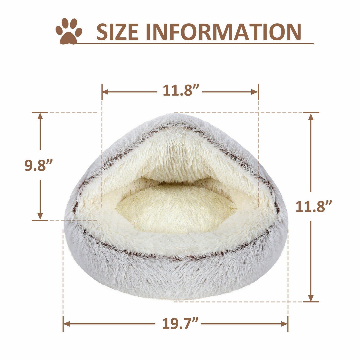 Soft Hooded Plush Pet Bed for Cats and Dogs