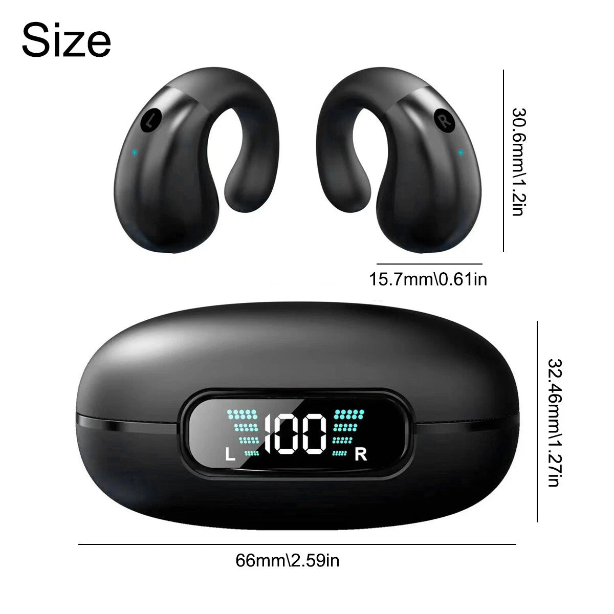Bone Conduction Wireless Headphones – Bluetooth 5.3 Ear Clip Sport Earbuds