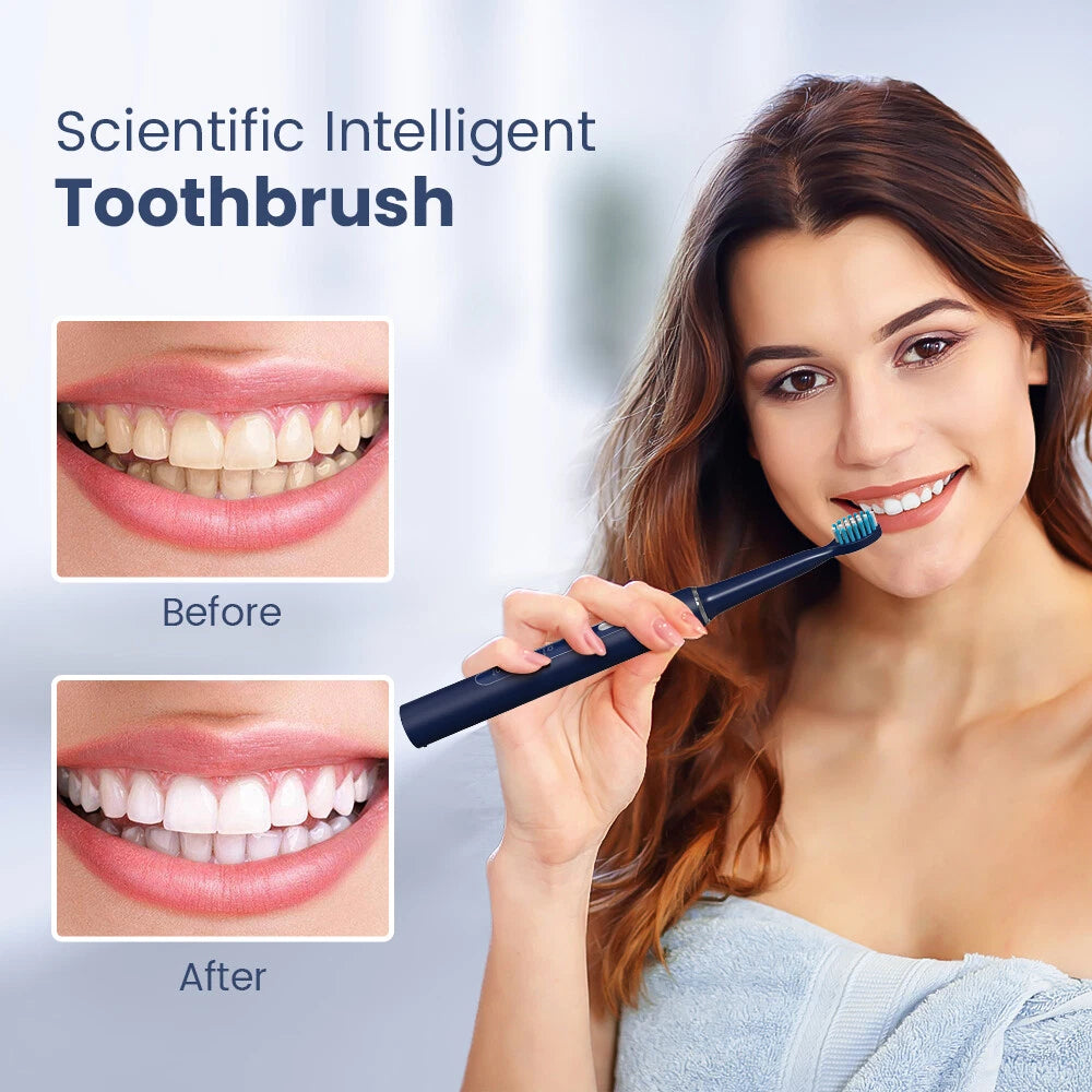 Sonic Electric Toothbrush — 30,000 Vibrations/Min, 3 Modes, 7 Brush Heads, IPX7 Waterproof, Smart Timer, USB Rechargeable