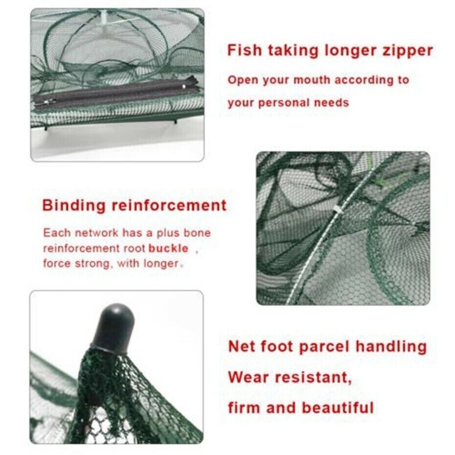 Foldable Fishing Bait Trap - Crab, Shrimp, Minnow Net - Easy, Portable, Durable