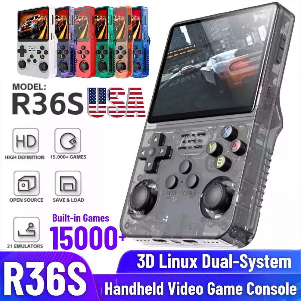 R36S Retro Handheld Game Console – 10,000+ Games, 3.5” IPS Screen, Supports PS1/NES/SNES
