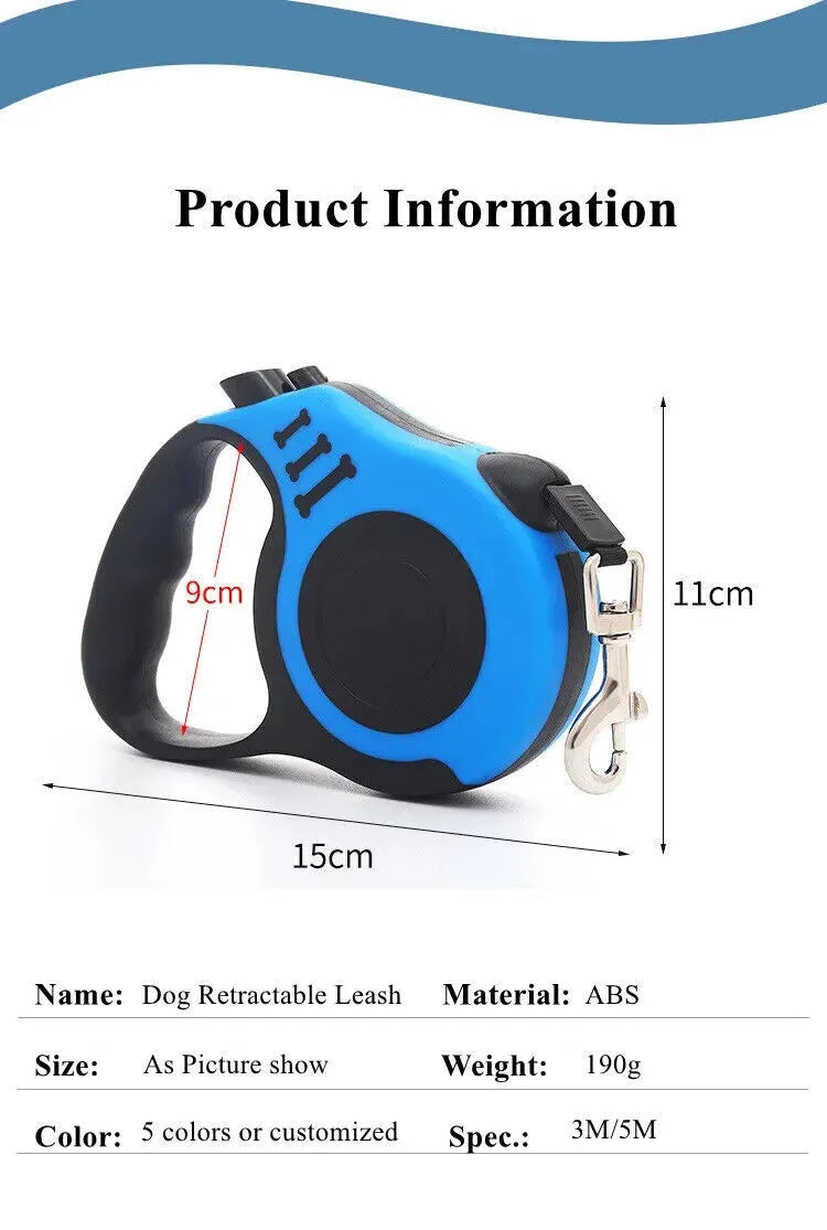 Retractable Dog Leash Pet Collar Automatic Walking Lead Free