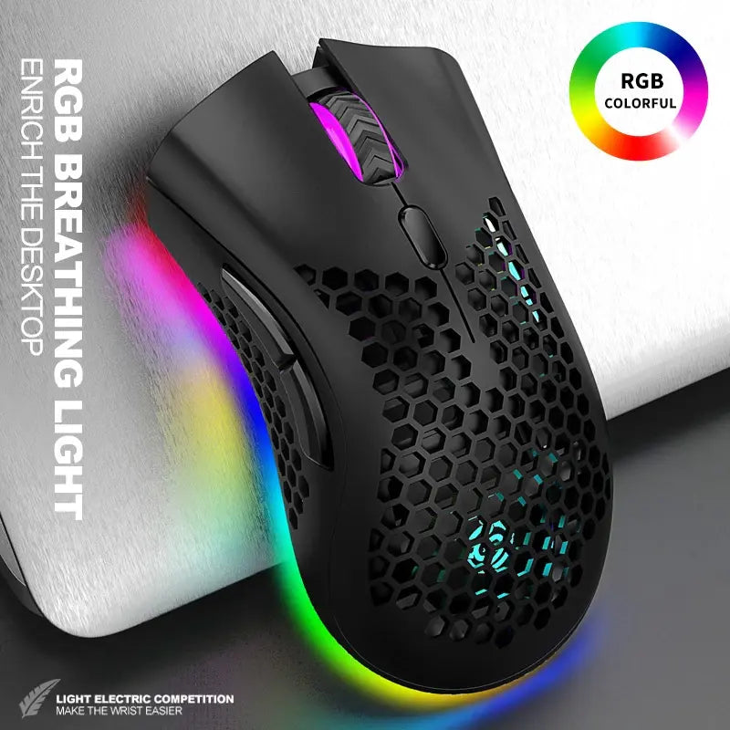 Rechargeable Wireless Gaming Mouse with 7-Color LED Backlight and Opti ...