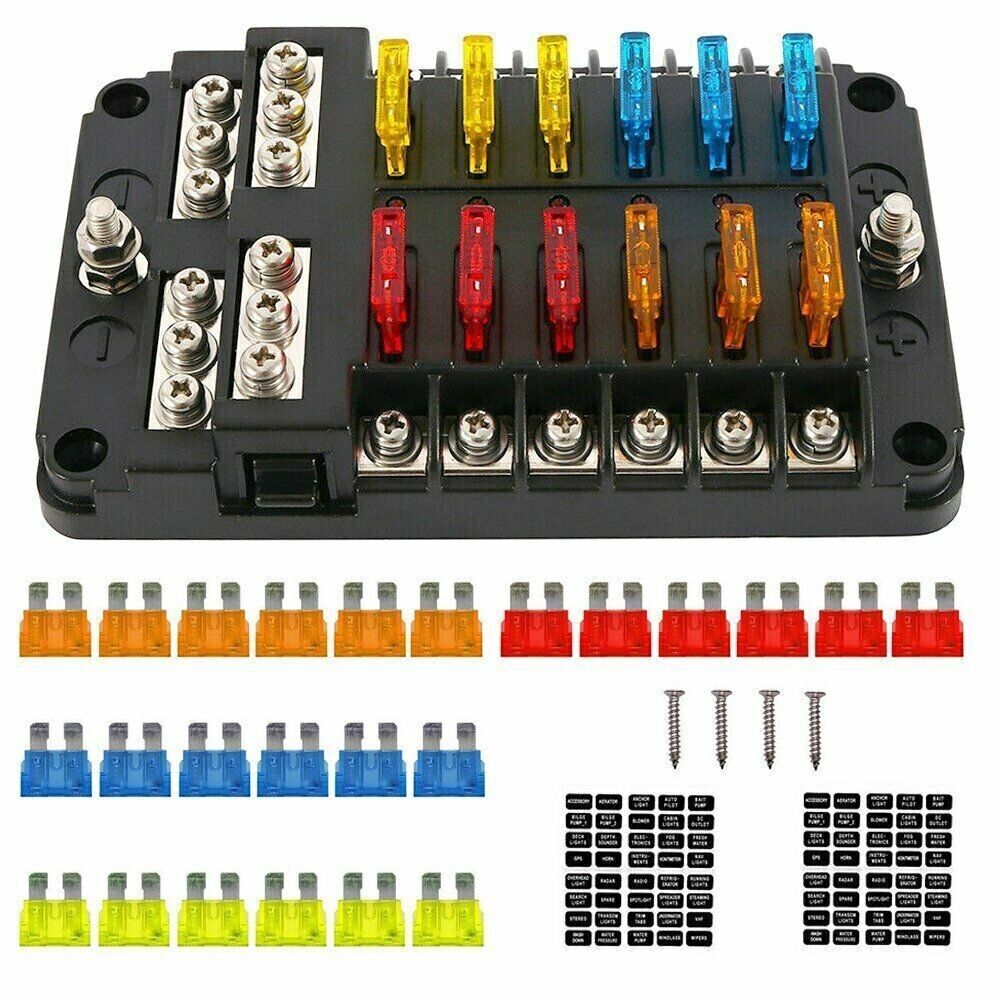 12-Way Waterproof Blade Fuse Box - Perfect for Cars and Marine Use