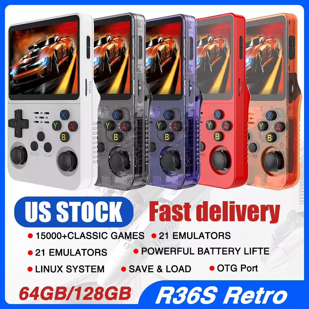 R36S Retro Handheld Game Console – 10,000+ Games, 3.5” IPS Screen, Supports PS1/NES/SNES