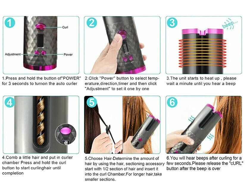 Portable Hair Curler Ceramic Wireless