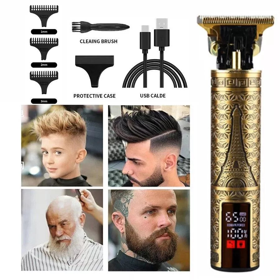 Professional Men's Beard & Hair Trimmer Kit: Cordless T-Blade Shaver & Barber