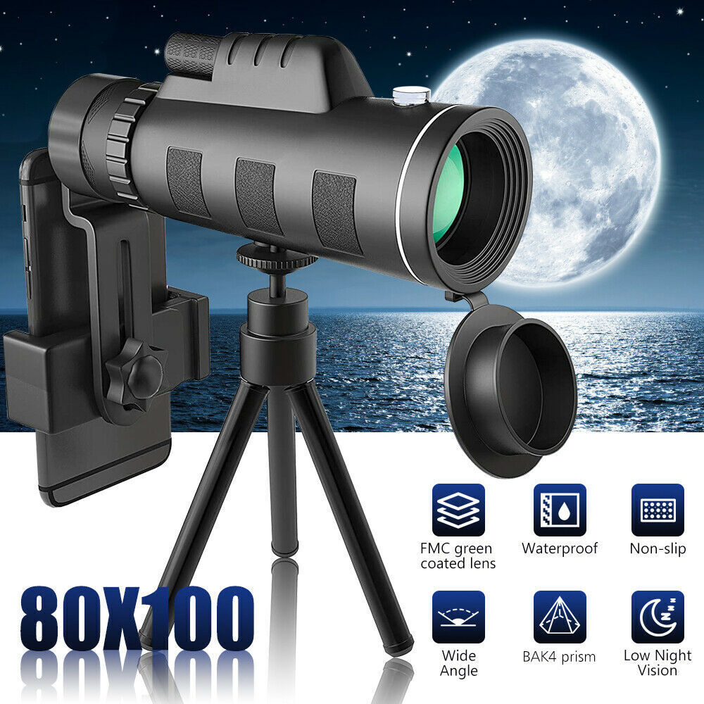 80x100 HD Monocular Telescope – High-Powered Optics for Outdoor Enthusiasts