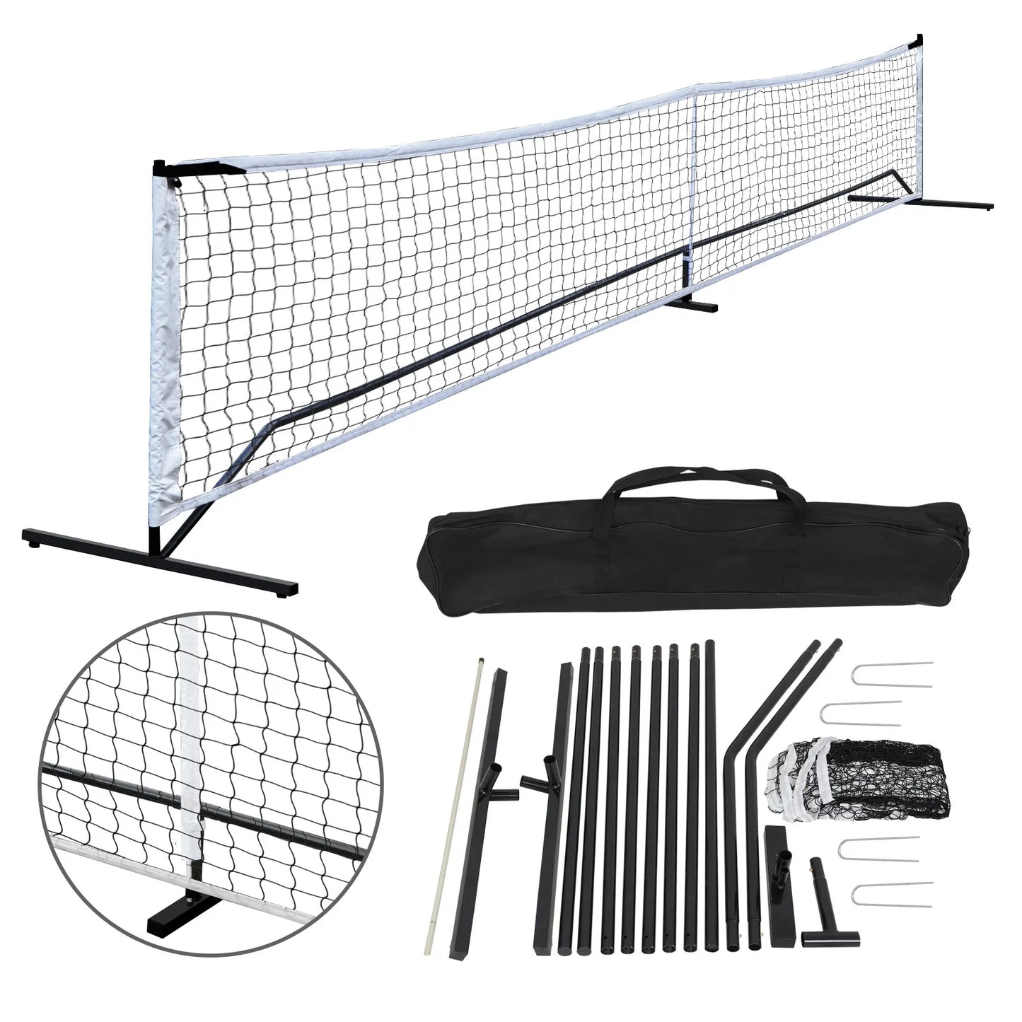 Portable 22FT Durable Outdoor Pickleball and Tennis Net with Steel Poles, Stand, and Carry Bag