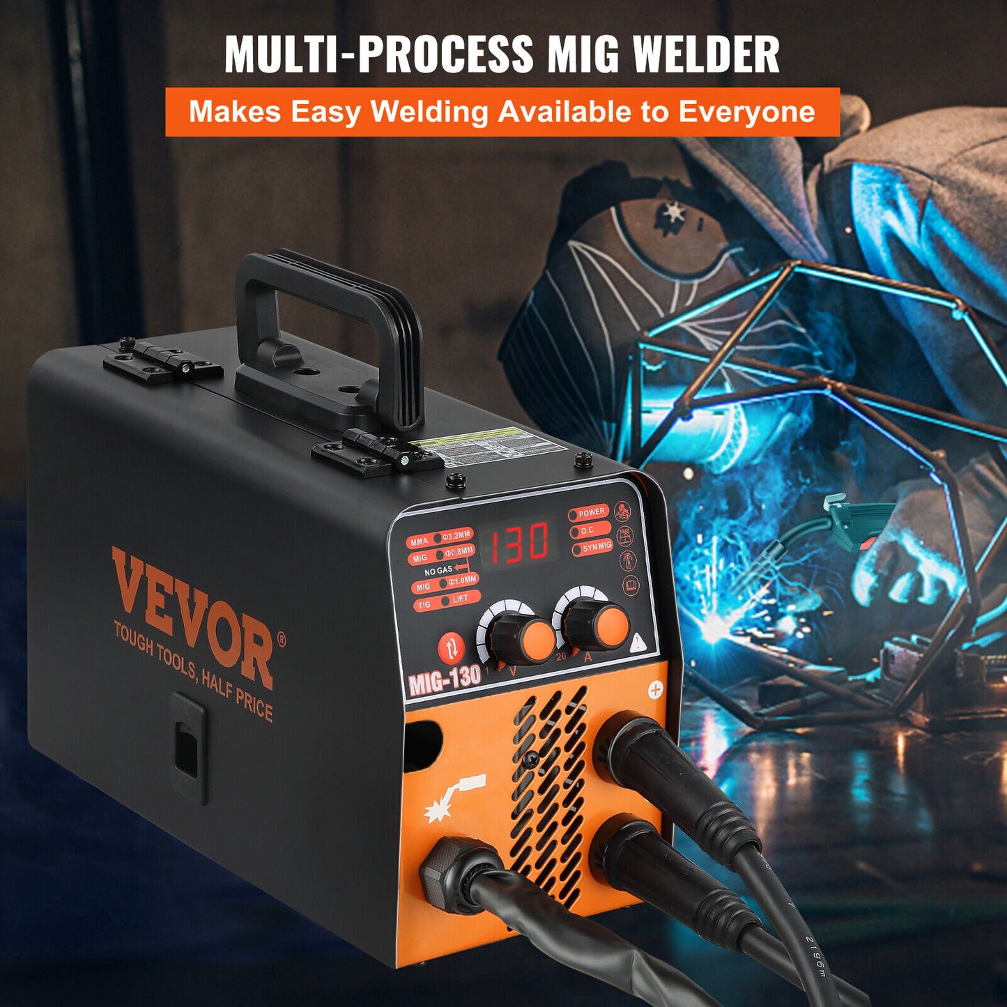 Professional MIG Welder: 130A Flux Core 3 in 1 MMA/MIG/LIFT TIG Welder