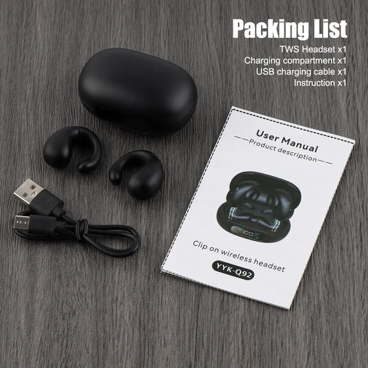 Bone Conduction Wireless Headphones – Bluetooth 5.3 Ear Clip Sport Earbuds