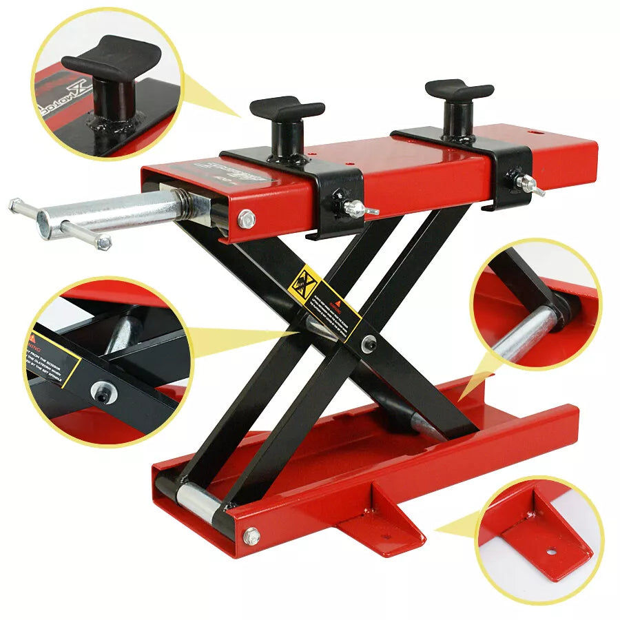 1100 Lb Motorcycle Lift Scissor Jack Stand - Crank Operated ATV and Dirt Bike Lift