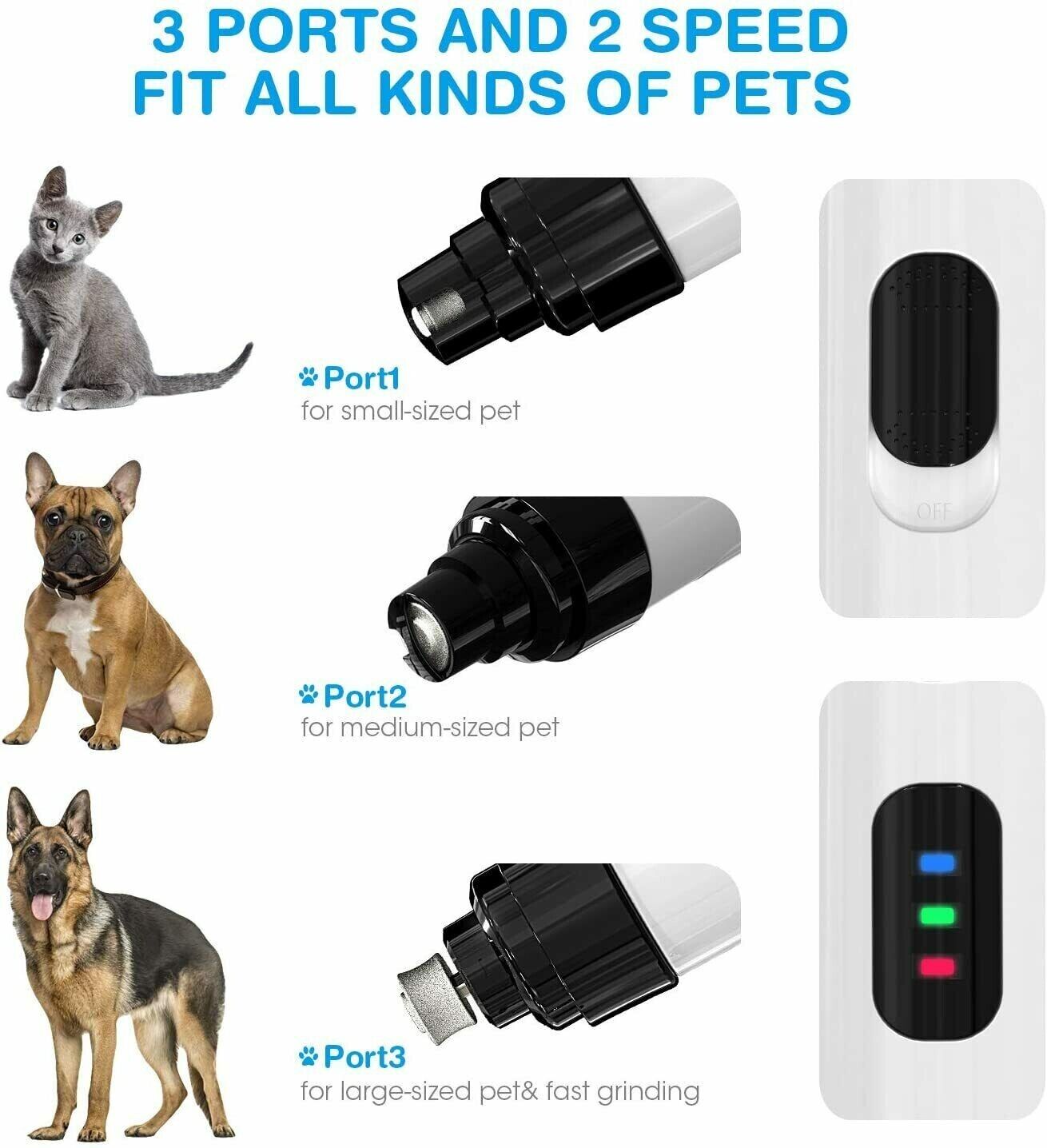 Pet Dog Cat Toe Nail Grinder: Electric File Clippers Grooming Trimmer Tools Included