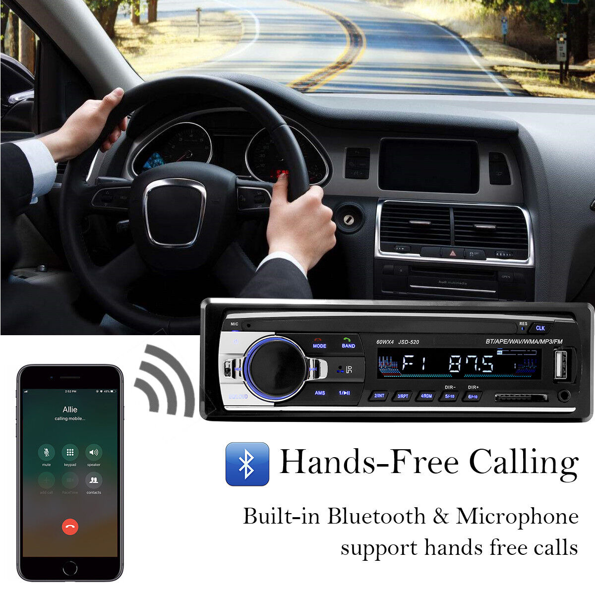 Bluetooth Car Stereo with FM Radio, SD/USB MP3 Player and Aux Input