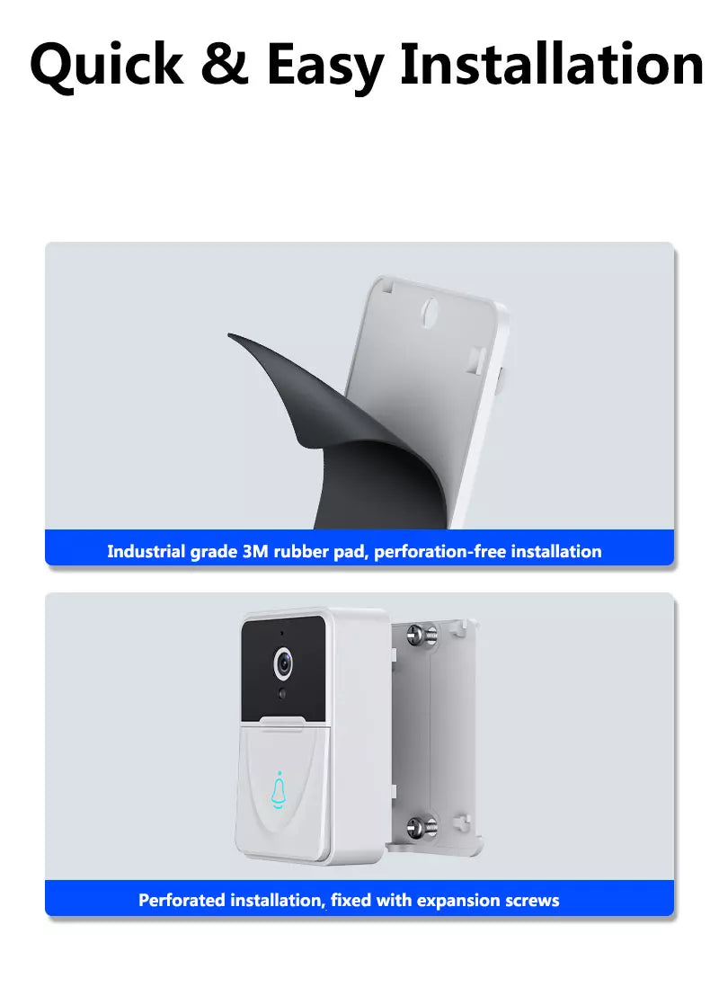 Smart Wireless Video Doorbell with Camera, 2-Way Audio, Night Vision, and Indoor Chime – WiFi Enabled