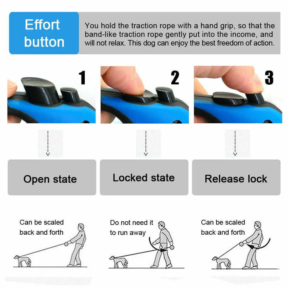 Retractable Dog Leash Pet Collar Automatic Walking Lead Free