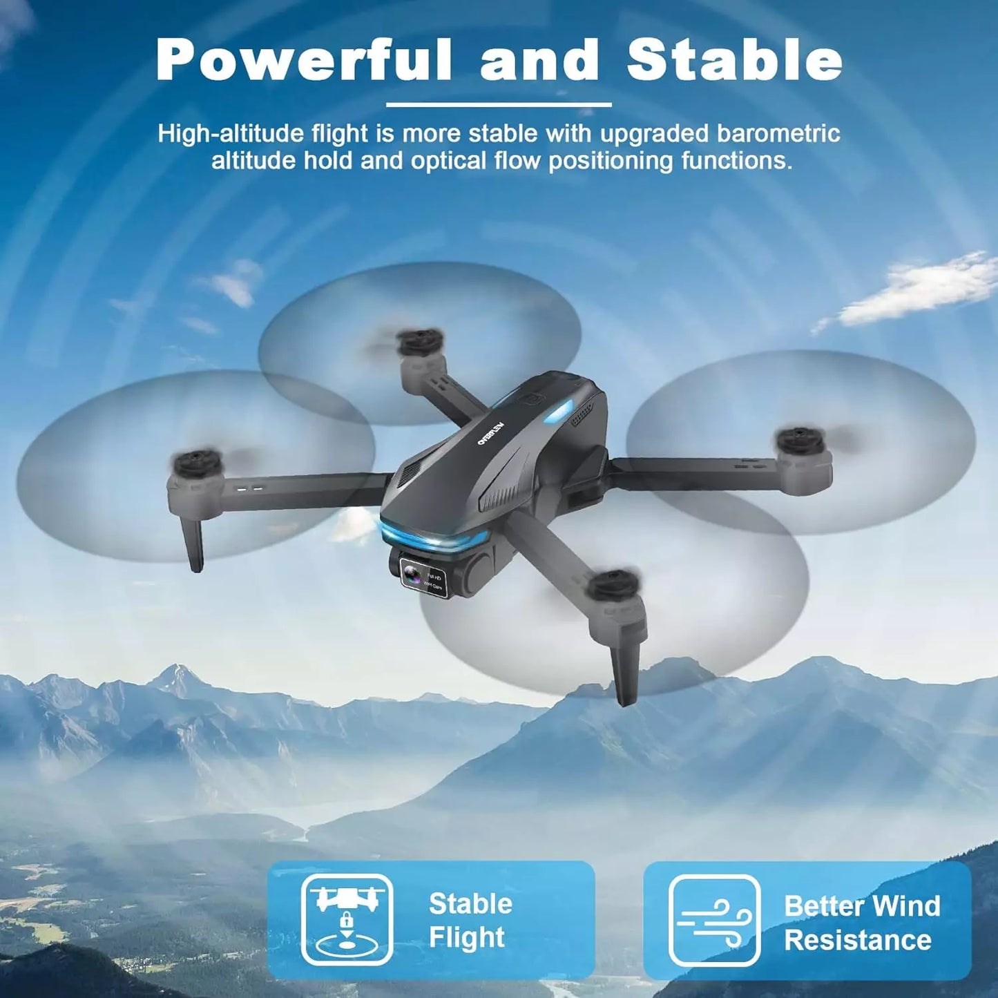 FPV 4K Dual Camera Drone – Foldable Quadcopter with 4 Batteries, 90 Min Flight Time, Optical Flow, Gesture Control