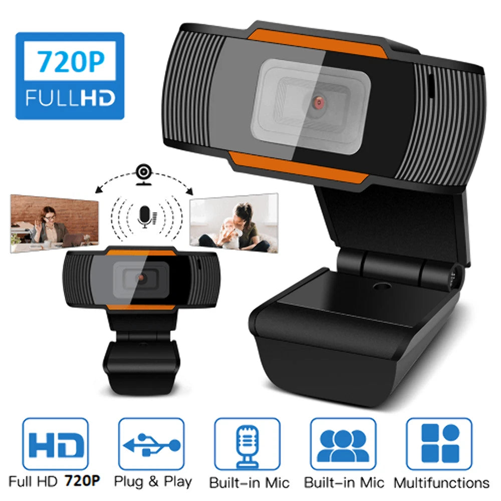 HD 720P USB Webcam with Microphone – Plug & Play Web Camera for Video Calls, Streaming, and Gaming